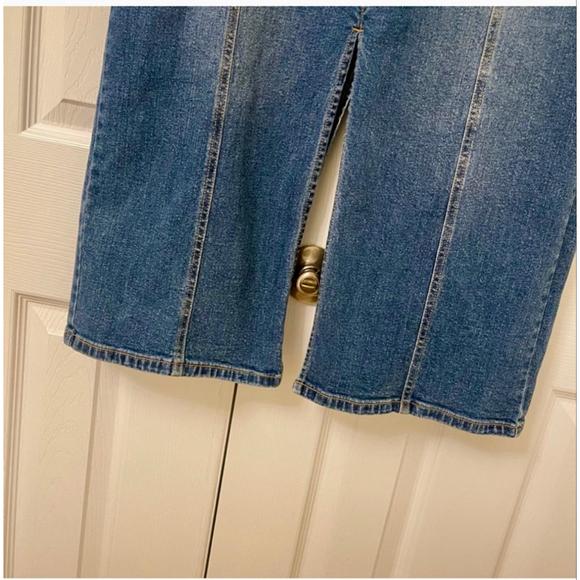 INC Blue Denim Stretch Midi Skirt 14P Boho Western Dark Wash Slit Jean - Picture 5 of 11